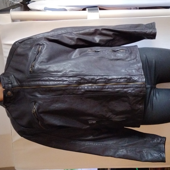 Cole Haan , black  men's moto jacket  M - Picture 1 of 12